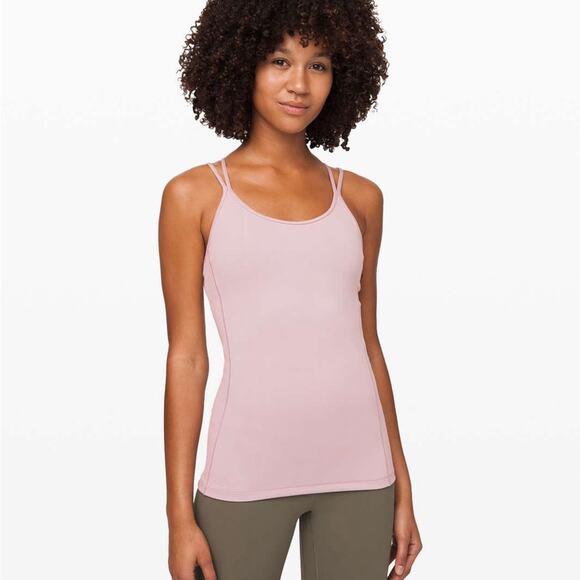 Lululemon Free To Be Tank Top Strappy Shelf Bra Everlux Smoky Blush Size 8 - Picture 1 of 6